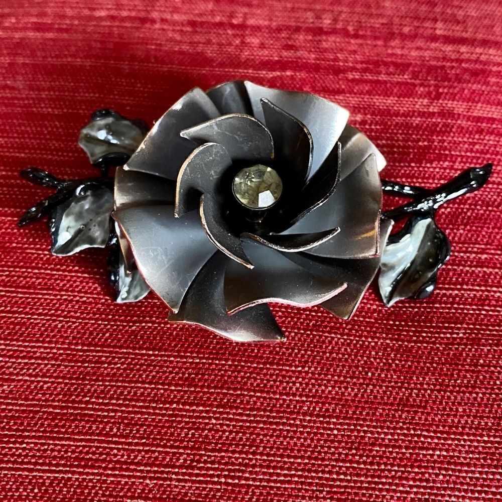 CORO vintage black flower brooch